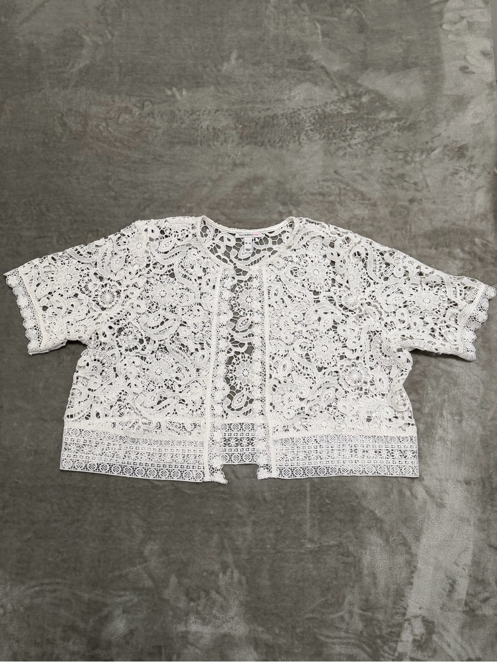 Isaac Mizrahi Live! White Crochet Lace Bolero Shrug Cardigan Top Size XL